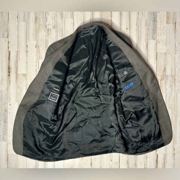 Vintage Ralph Ralph Lauren Blazer Jacket Men's 42R Gray Classic Houndstooth - Picture 9 of 11